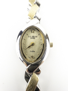 Ladys J. F. Kruse  Two-Tone Woven Band stainless steel Quartz Analog watch. New Battery Installed. Comes in its Original Packaging