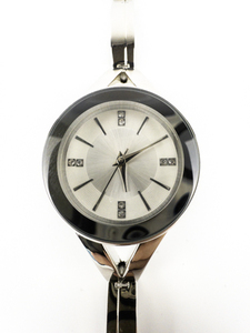 Ladys Laura Scott silver with cz dial silver tone base metal Quartz Analog watch. New Battery Installed. Comes in its Original Packaging