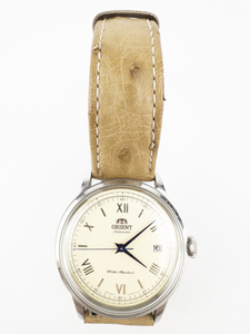 Mens ORIENT  Bambino Tan strap silver tone stainless steel Automatic Watch. Working. #AC00-C1-A B791131