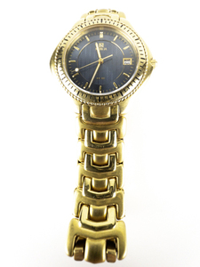 Mens Citizen Noblia Navy Dial gold plated stainless steel Quartz Analog watch. New Battery Installed.