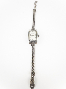 Ladys Lois Hill  Flat Woven Band sterling silver & Stainless Steel Quartz Analog watch. New Battery Installed.