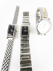 Ladys Group of 3  silver tone Quartz Analog watch. New Batteries Installed. All working.