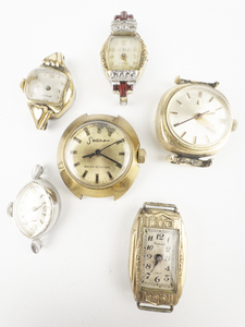 Group of 6 Mechanical Watches . Do Not Wind. (Need Bands)