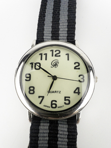 CR Black & Grey Nato Band stainless steel Quartz Analog watch. New Battery Installed.