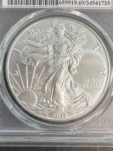 lot 02 image: 2018-W AMERICAN SILVER EAGLE PCGS MS69