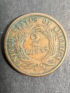 lot 19 image: 1865 US 2 CENT PIECE