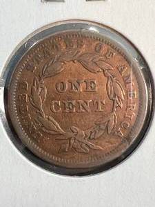 lot 32 image: 1843 US BRAIDED HAIR LARGE CENT