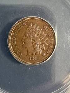 lot 49 image: 1873 US INDIAN HEAD CENT ANACS AU55