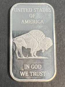 lot 61 image: 1 TROY OZ .999 FINE SILVER BUFFALO INDIAN BAR