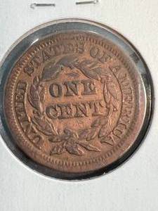 lot 72 image: 1847 US BRAIDED HAIR LARGE CENT