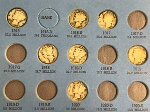 lot 74 image: PAGE OF 11 US MERCURY DIMES