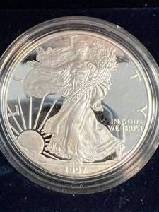 lot 81 image: 1997 PROOF AMERICAN SILVER EAGLE IN ORIGINAL MINT PACKAGING