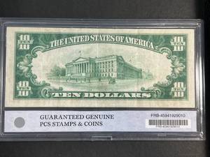 lot 89 image: 1929 US $10 FEDERAL RESERVE BANK OF CLEVELAND NOTE