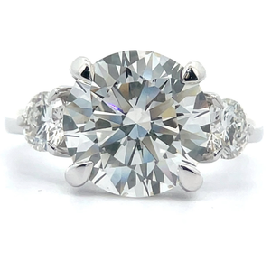 BRAND NEW 5.77 Carat Diamond Three-Stone Ring in 18k White Gold w IGI Report VIDEO