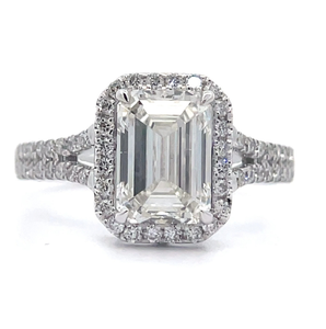 BRAND NEW 2.55 Carat Emerald Cut Diamond Halo Ring in 18k White Gold w IGI Report VIDEO