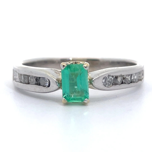 Elegant 0.50 Carat Emerald & Diamond Channel Ring in 14k White Gold VIDEO
