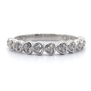 0.05 Carat Diamond Heart Halo Stacking Ring in White Gold