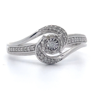 NEW  0.20 Carat Diamond Swirl Ring in White Gold VIDEO
