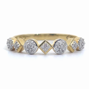 NEW 0.20 Carat Diamond Geometric Bezel Stacking Ring in Yellow Gold