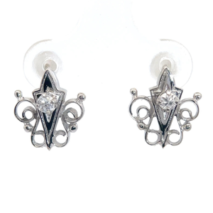 Old European Cut Diamond Vintage Style Filigree Earrings in 14k White Gold