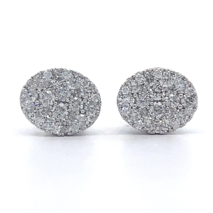 NEW 0.50 Carat Diamond Pave Round Stud Earrings in White Gold VIDEO