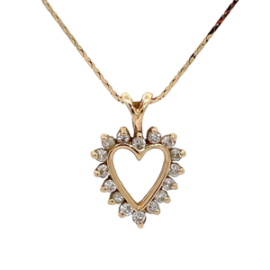 Diamond Heart Halo Pendant Necklace in 14k Yellow Gold