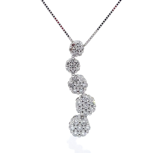 NEW 0.50 Carat Diamond Pave Journey Pendant Necklace in White Gold
