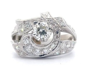 1.75 Carat Natural Diamond Art Nouveau Styled Estate Ring in 14k White Gold $12,850 Appraisal Included VIDEO