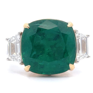 10.39 Carat Natural Emerald and Natural Diamond Estate Ring in Platinum and 18k Yellow Gold $131,580 Appraisal Included VIDEO
