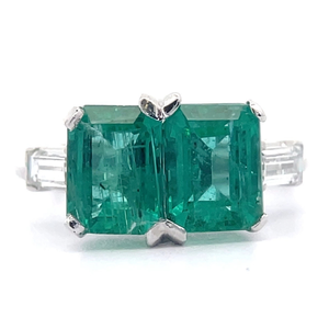 4.00 Carat Natural Emerald and Diamond Estate Ring in 14k White Gold $16,590 Appraisal Included VIDEO