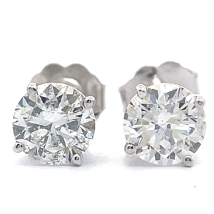 1.46 Carat Natural Diamond Stud Earrings in 14k White Gold $11,480 Appraisal Included VIDEO