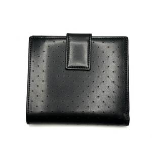 GUCCI Black Two-Sided Interlocking G Perforated Leather Compact Wallet - Authentic $550 Retail