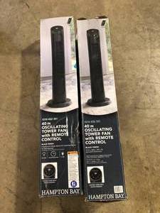 lot 6 image: Lot of Hampton Bay 40 in. 4 Speed Digital Oscillating Tower Fan with Remote Control in Black Customer Returns See Pictures