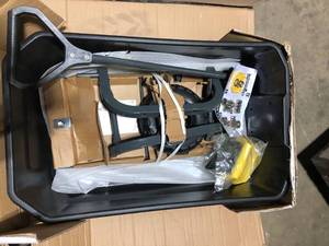 lot 38 image: GORILLA CARTS 4 cu. ft. Patented Poly Dumping Garden Cart, 600 lbs. Capacity, 35 in. x 22 in. x 8 in. Bed, 10 in. Pneumatic Tires Missing Pieces  Customer Returns See Pictures