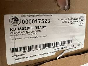 42lbs Rotiesserie Ready Whole Young Chickens