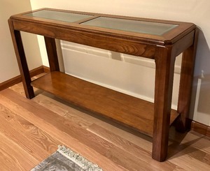 Vintage Glass Top Console Table
