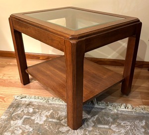 Vintage Glass Top Accent Table