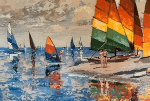 Stunning Sailboat Painting by Jules E. Scheffer