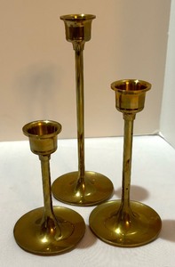 Variety of Vintage Brass Candle Holders and Sniffer