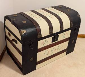 Antique Stencil Painted Steamer Trunk