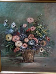 Framed Floral Oil Painting by Eda