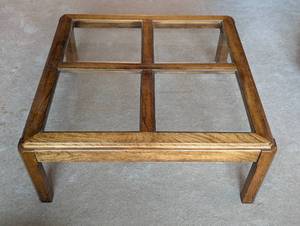 Glass Topped Wood Coffee Table