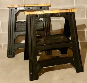 Pair of Foldable Sawhorses and Step Ladder