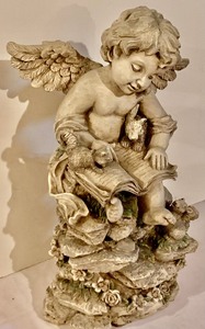 Resin IndoorOutdoor Garden Angel Reading to the Animals