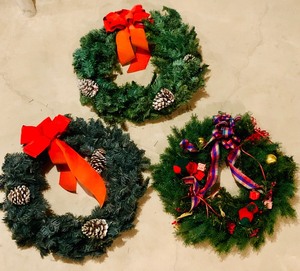 Three Vintage Christmas Wreaths