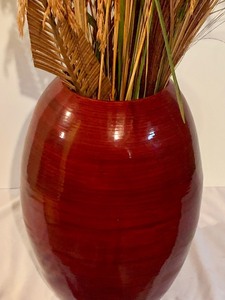 Deep Red Lightweight Vase with Faux Decor