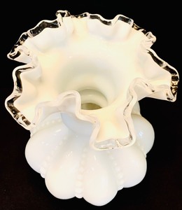 Vintage Fenton Silver Crest Beaded Melon Vase