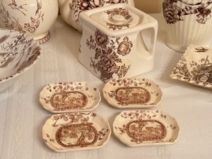 lot 53 image: Assorted Vintage Brown Transferware Dishes