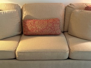 lot 5 image: Beautiful and Comfortable Neutral Upholstered Sofa