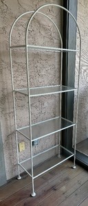 lot 34 image: Vintage Decorative Metal Shelf with Glass Shelves